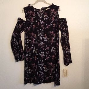 Rewind - Black floral open shoulder dress